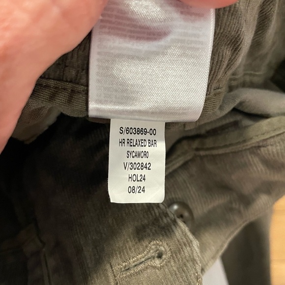 Banana Republic Wide Barrel Leg Cropped Olive Green Corduroy Pants Womens 8 - Picture 7 of 7